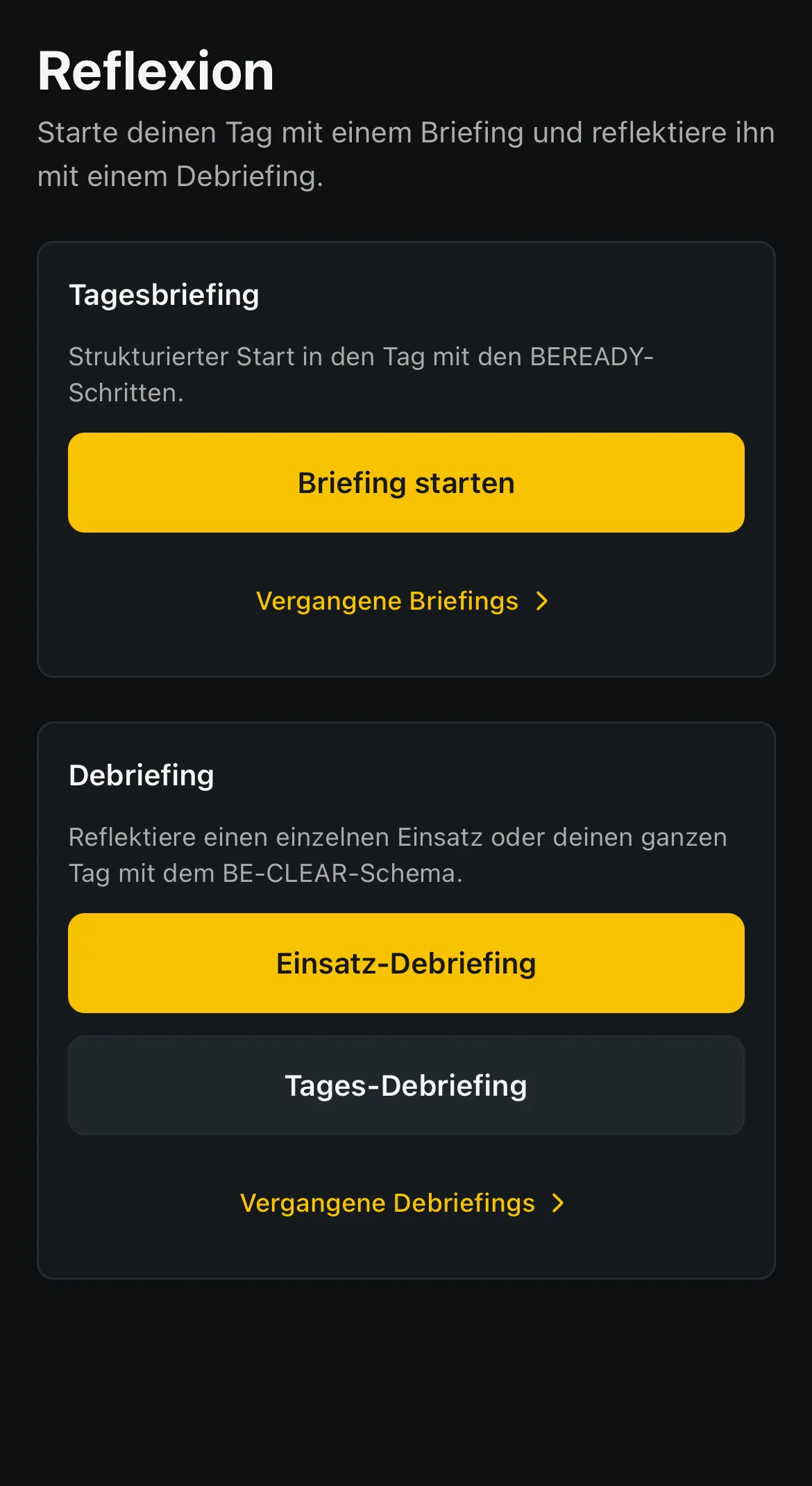 Reflexion mit Tagesbriefing und Debriefing